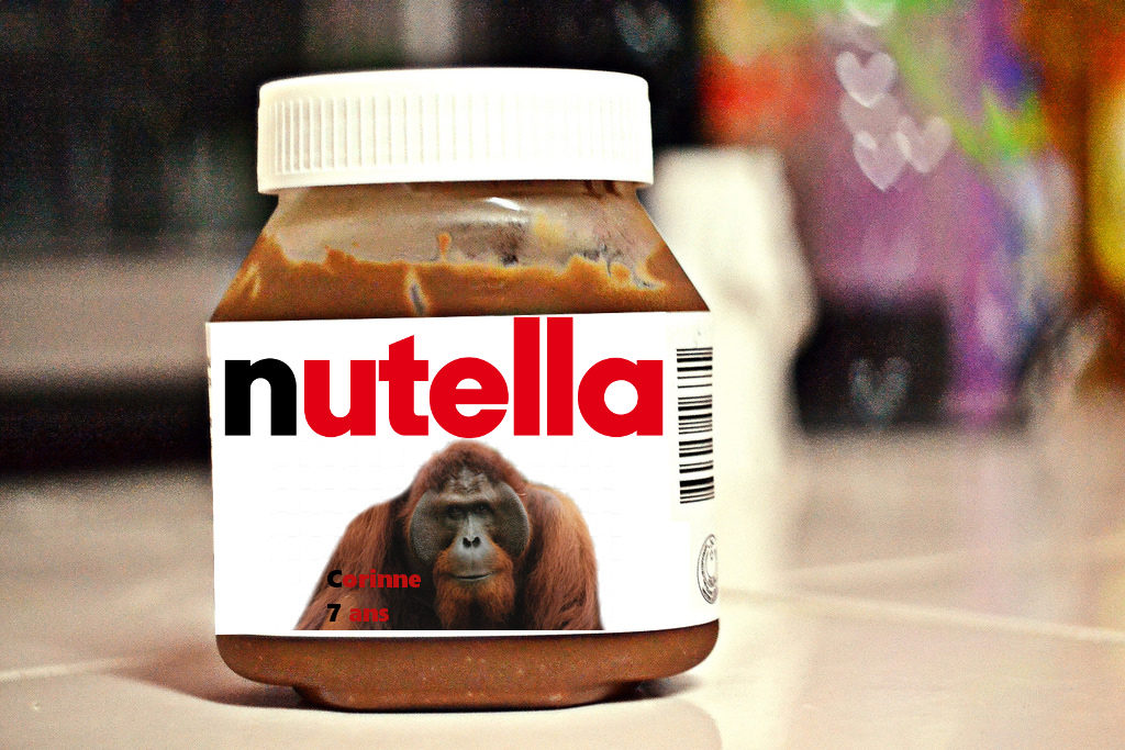 Pot de Nutella avec photo d'un orang outan
